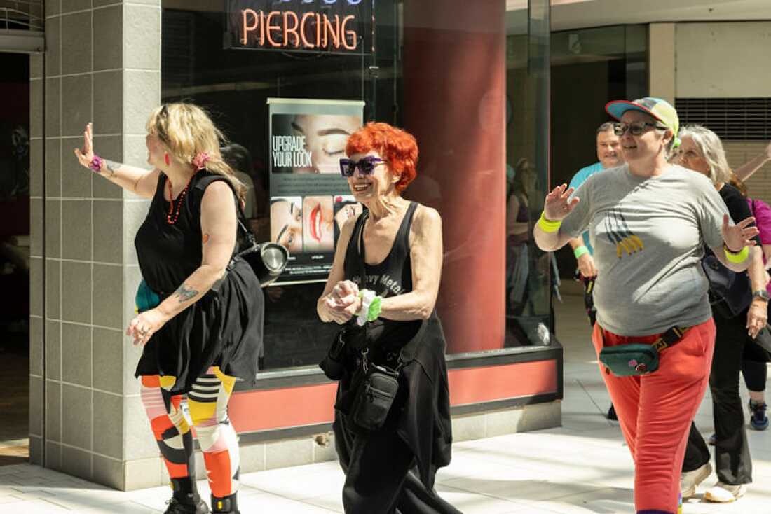 The Food Court 5000 loop along each floor of the Lloyd Center twice on Sunday, April 26, 2026 in Portland, Oregon.