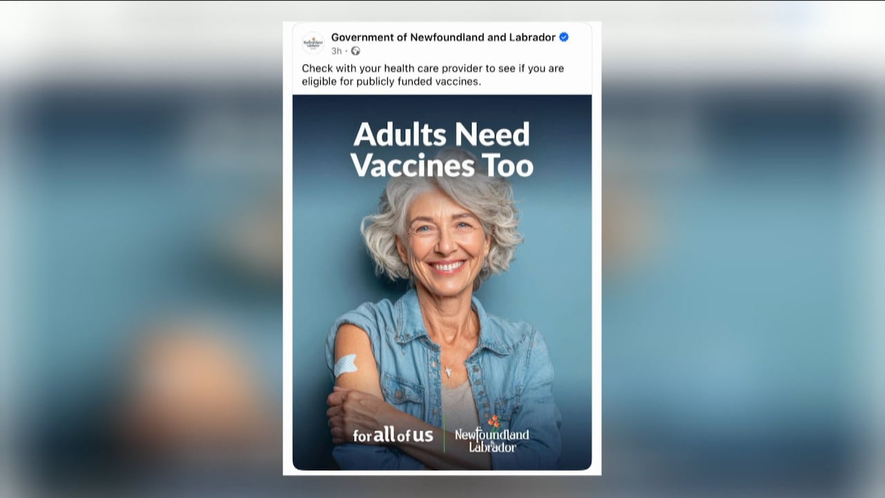 A picture of a Facebook post shows a smiling older woman with a bandage on her right arm. The woman has six fingers on her left hand, and her denim jacket sleeve is simultaneously around her shoulder and covering her lower arm.