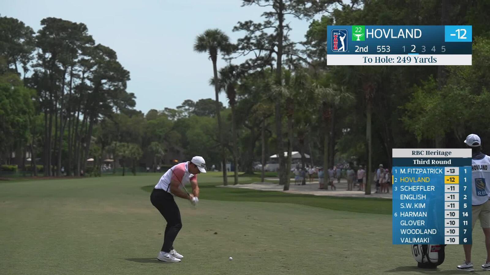 Viktor Hovland taps in for birdie on No. 2 at RBC Heritage