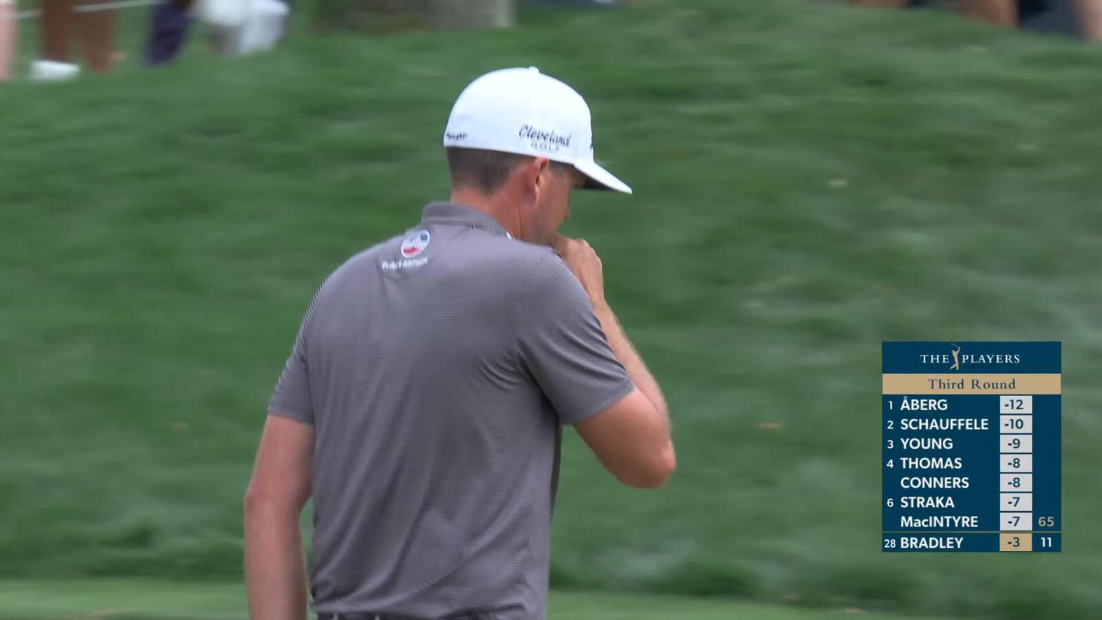 Keegan Bradley sinks 27-foot birdie putt on No. 12 at THE PLAYERS