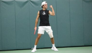 Men’s Tennis roars to NIT semifinal victory over Longwood, 4-2