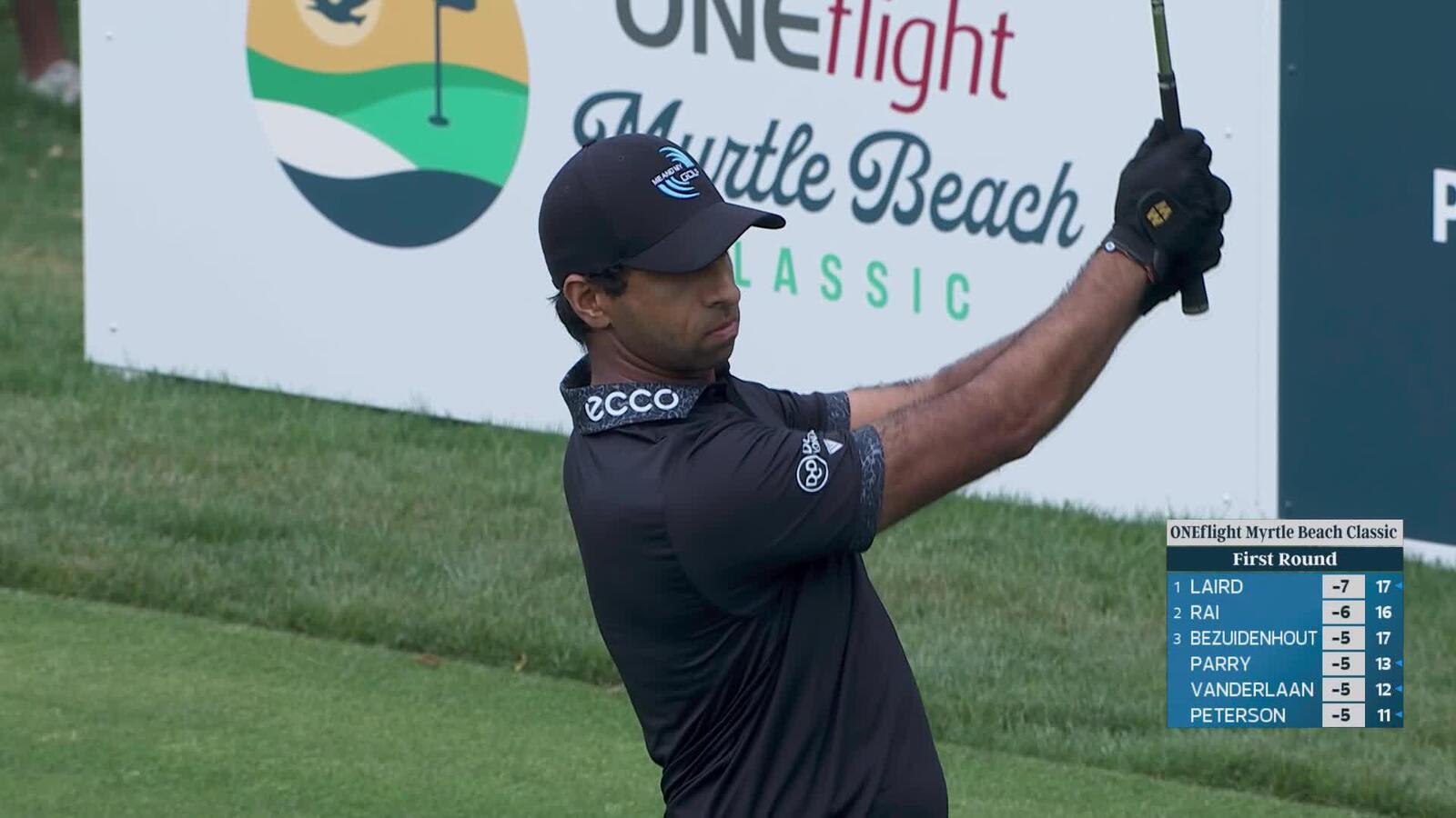 Aaron Rai sinks 20-foot birdie putt on No. 17 at ONEflight Myrtle