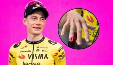 Vingegaard is riding with a single red nail at the Giro