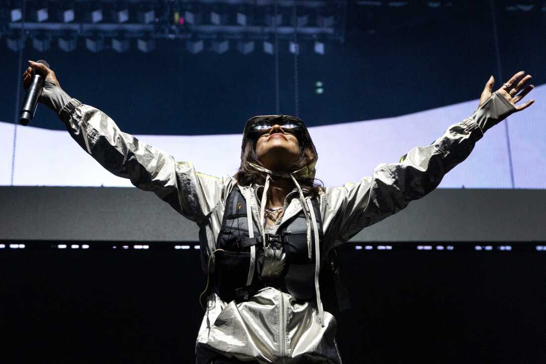 M.I.A. performs at the Germania Insurance Amphitheater in Austin, Texas, on May 1. A day later, in Dallas, she gave a performance that got her fired from her tour with Kid Cudi.