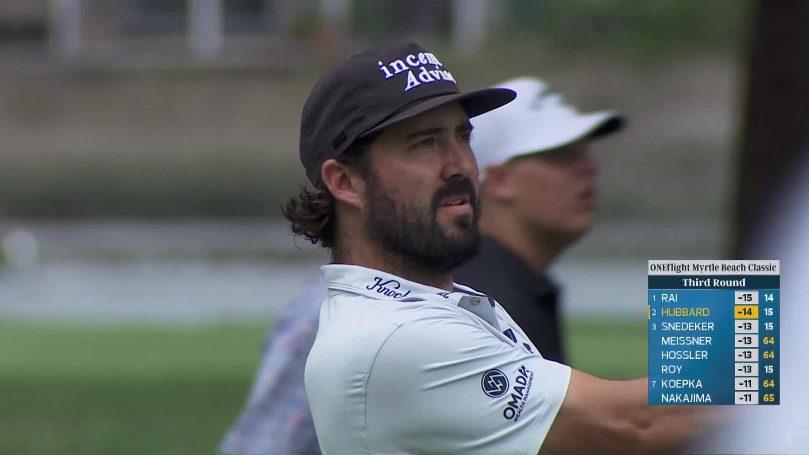 Mark Hubbard gets up-and-down from 91 yards for birdie on No. 16 at ONEflight Myrtle