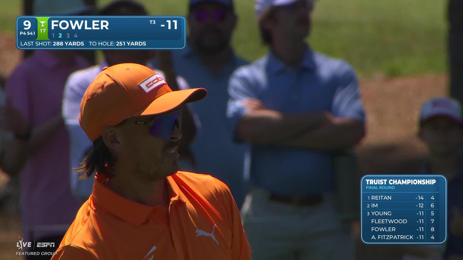 Rickie Fowler's 250-yard approach sets up birdie on No. 9 at Truist Championship