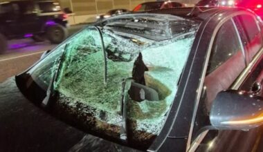 Driver seriously injured after loose tire smashes windshield along Highway 417
