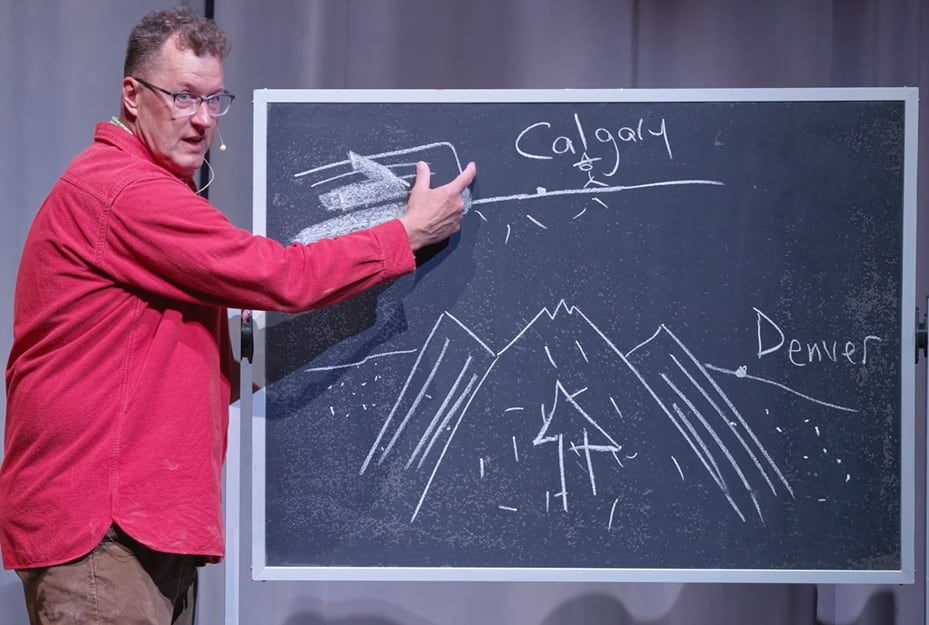 A man with a chalkboard.