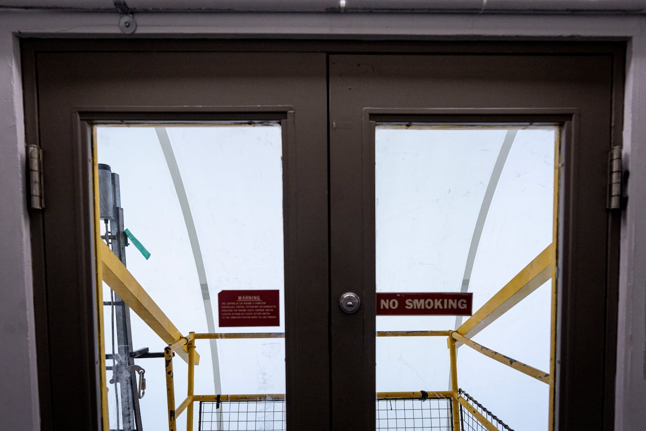 A door with glass pane.