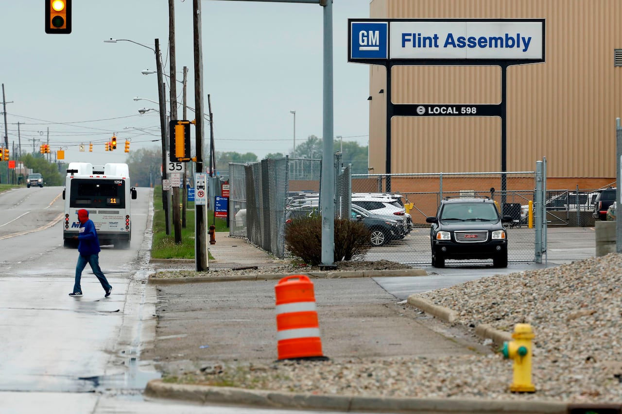 The General Motors Flint Assembly plant is seen on May 18, 2020 in Flint, Mich.