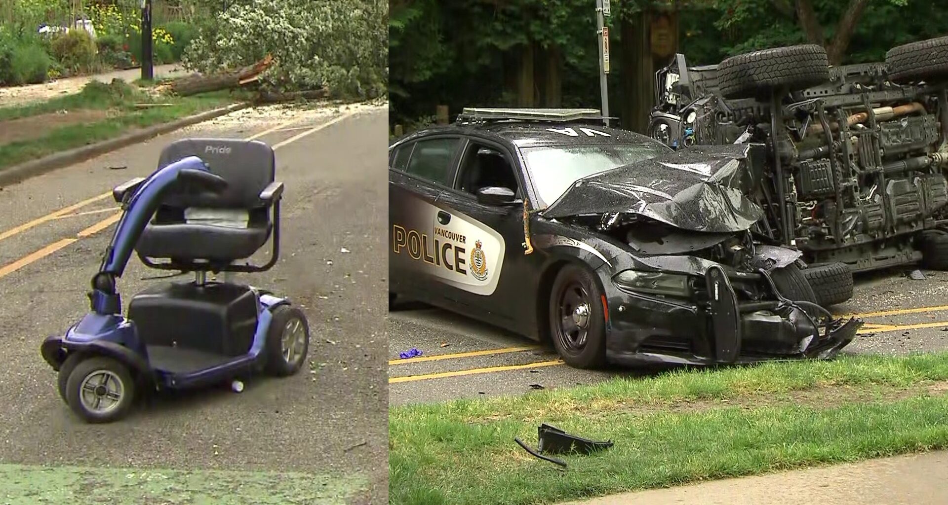 Senior critically hurt, two police officers injured in Vancouver crash