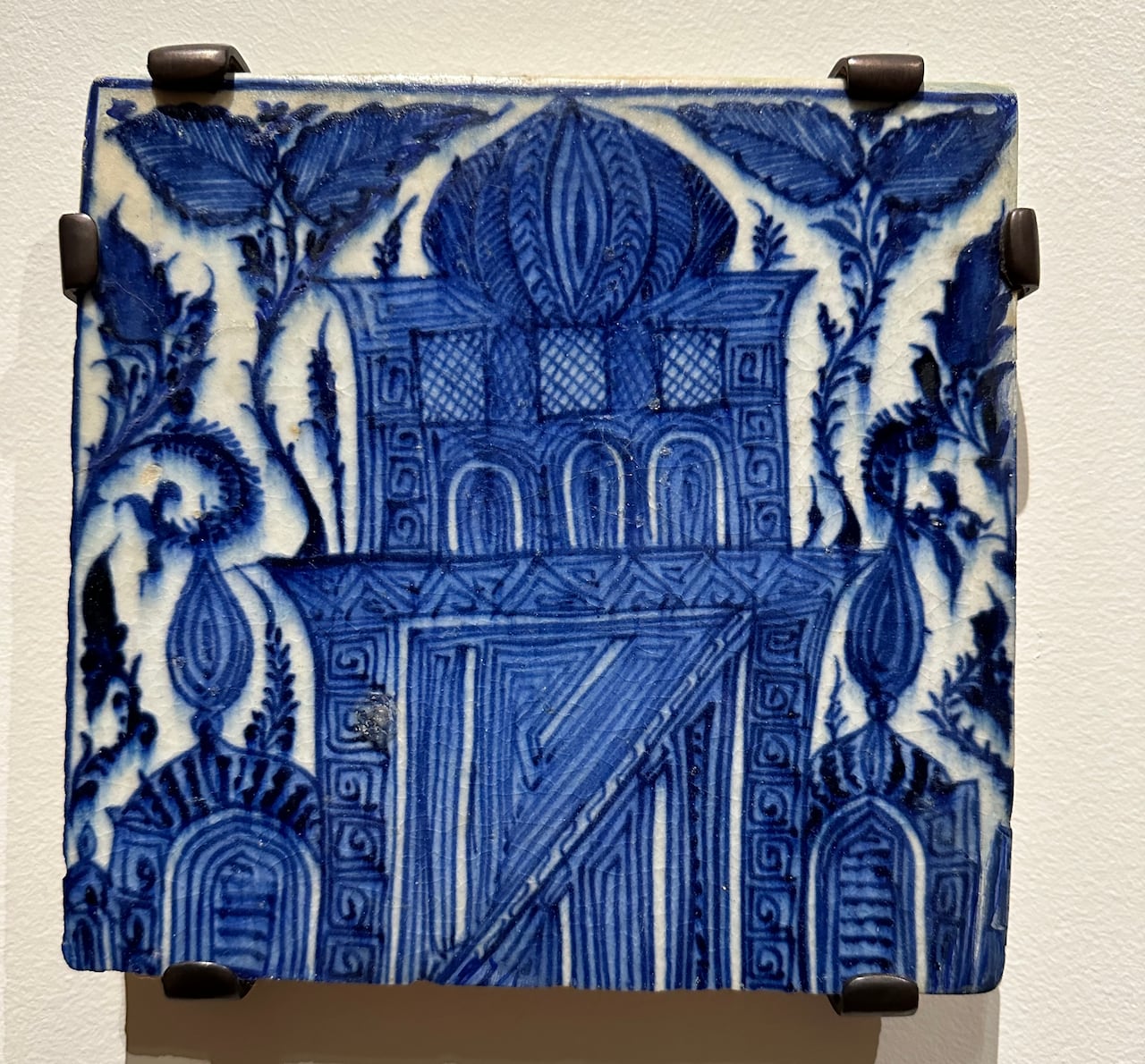 A tile from Damascus, Syria, from the first half of the 15th century, is on display at the Aga Khan Museum.