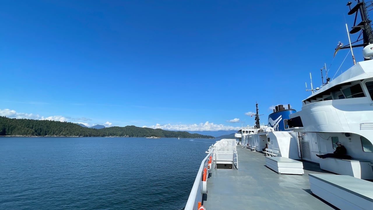 The view of the ocean from a ferry