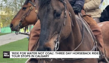 'Ride for water not coal': three day horseback ride tour stops in Calgary