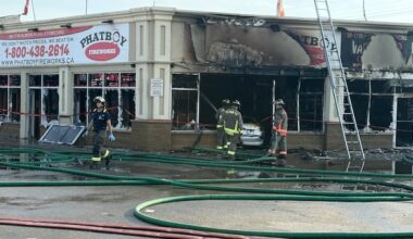 Crews put out 5-alarm blaze after car crashes into Etobicoke fireworks store: Toronto Fire