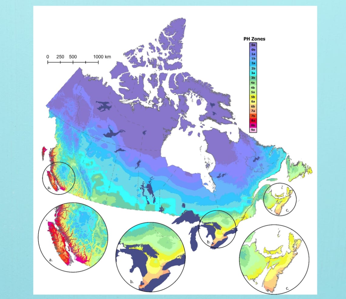 Canada's updated plant hardiness zone map.