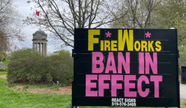 Kitchener's Victoria Park was shut down Monday after hundreds gathered, shot fireworks