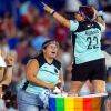 The Washington Spirit and Gotham FC face off in the National Women's Soccer League finals on Saturday in San Jose. Left: Marge Liguori and Nat Lazo cheer on Gotham FC. Right: The crowd cheers at the Washington Spirit's semifinal match last weekend.