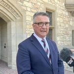 Minister of Agriculture and Agri-Food, Heath MacDonald, speaks to media at the University of Saskatchewan. Photo: Janelle Rudolph