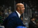 Abbotsford Canucks head coach Manny Malhotra directed his club during Game 4 of the Calder Cup Finals against the Charlotte Checkers at the Abbotsford Centre on June 19, 2025.