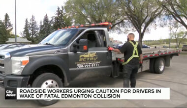 Roadside workers urging caution for drivers in wake of fatal Edmonton collision