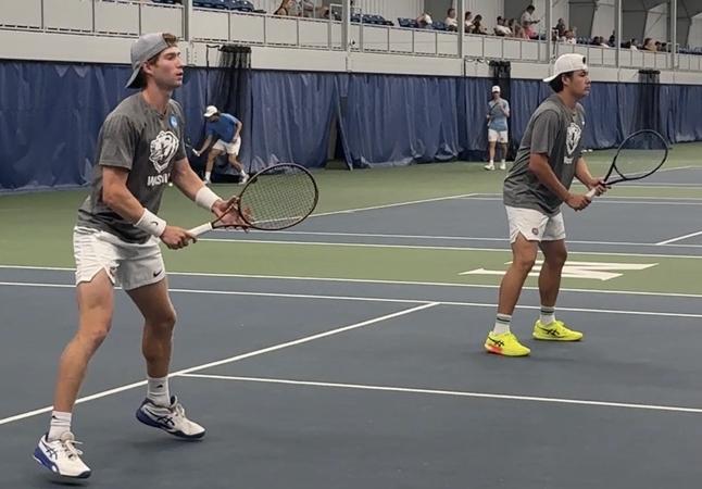 Scruggs, Fox/Sieben Conclude Season in NCAA Championships First Round for No. 13 WashU Men's Tennis