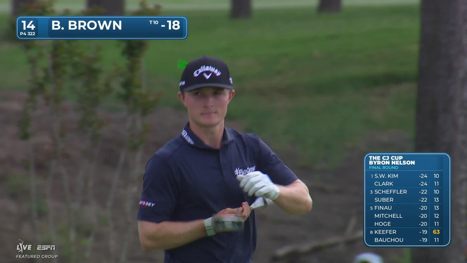 Blades Brown drains 13-foot putt for birdie on No. 14 at THE CJ CUP
