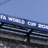 A view of World Cup signage at New York New Jersey Stadium on May 19 in East Rutherford, N.J., one of 11 sites where matches will be played in the U.S.