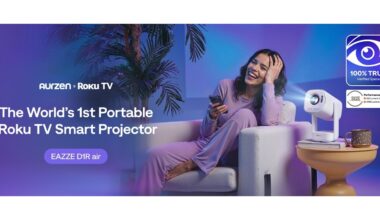 Aurzen Unveils World's First Portable Roku TV Smart Projector, EAZZE D1R Air