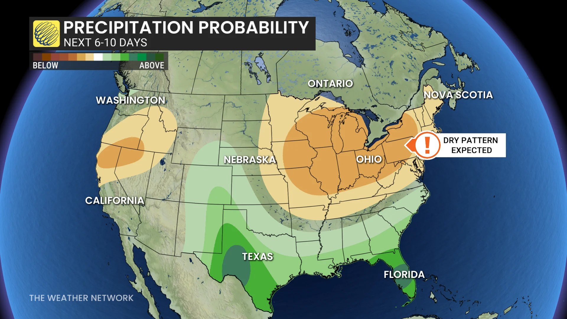 North America precipitation pattern next 6 to 10 days