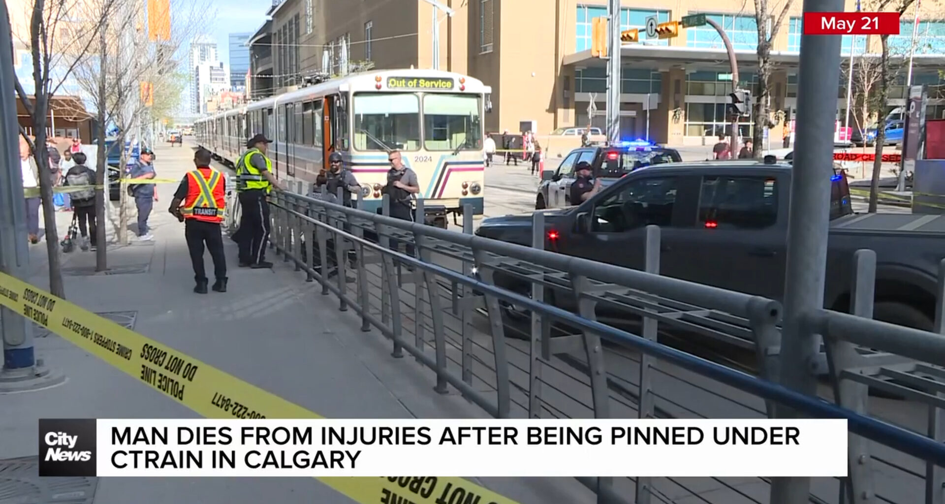 Man dies from injuries after being pinned under CTrain in Calgary