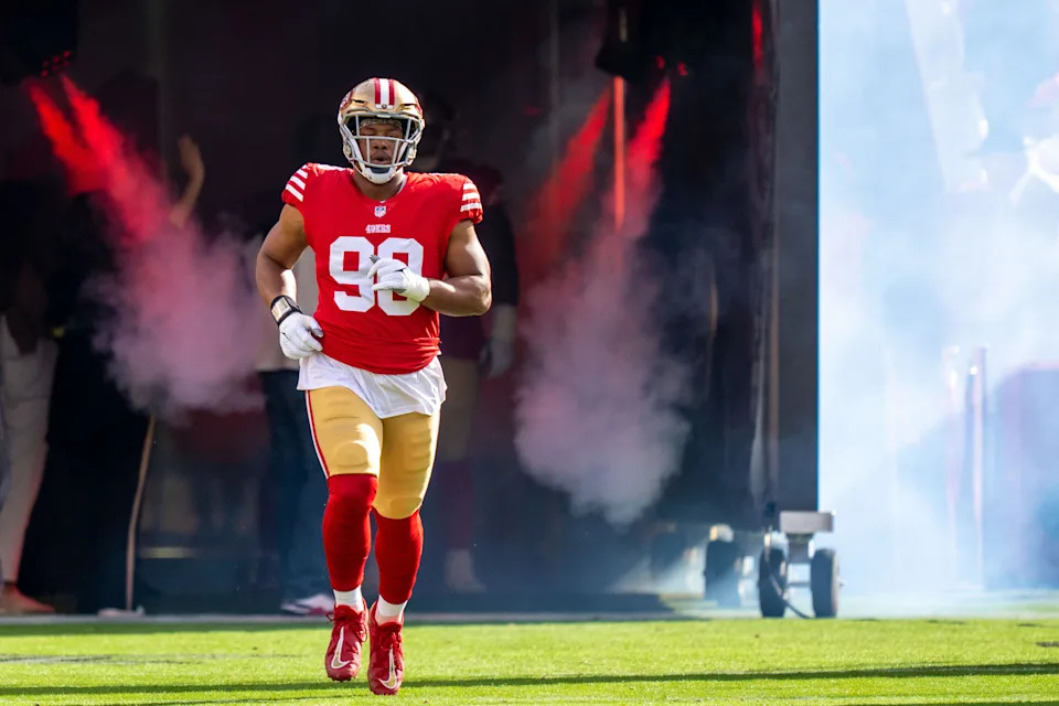 November 27, 2022; Santa Clara, California, USA; San Francisco 49ers defensive tackle Kevin Givens (90) before the game against the New Orleans Saints at Levi's Stadium. Mandatory Credit: Kyle Terada-USA TODAY Sports