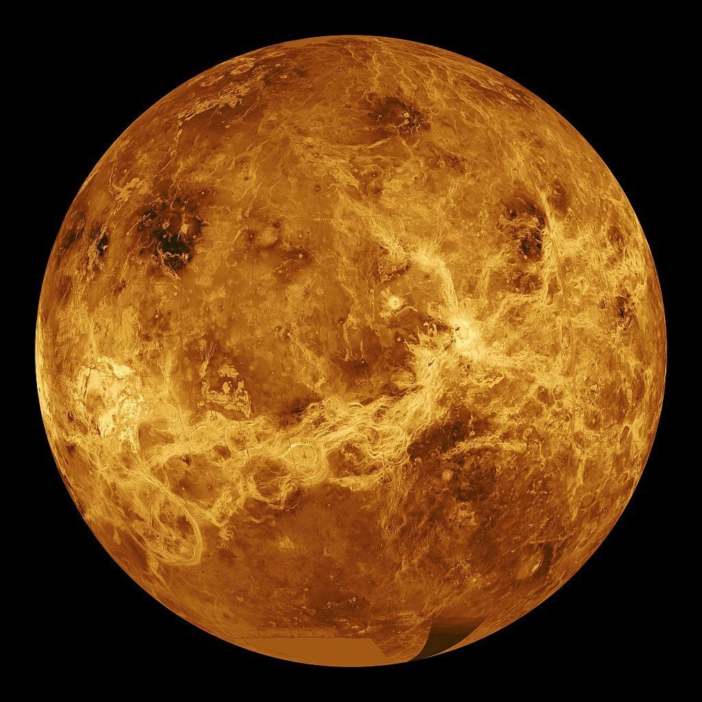 Venus image made with data made available by NASA shows the planet  from the Magellan spacecraft and Pioneer Venus Orbiter. Credit: NASA/JPL-Caltech