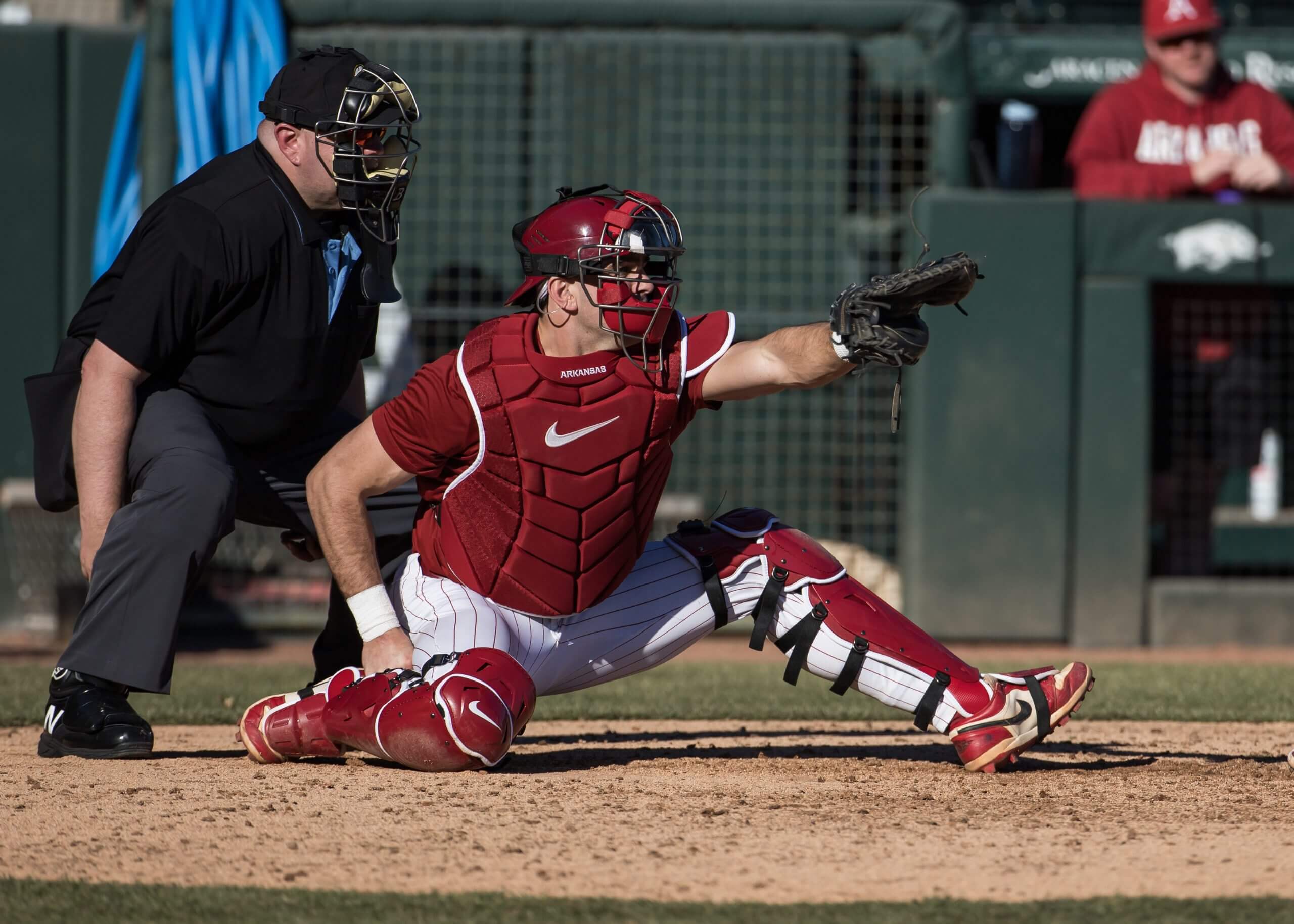 Ryder Helfrick sets up to catch a pitch.
