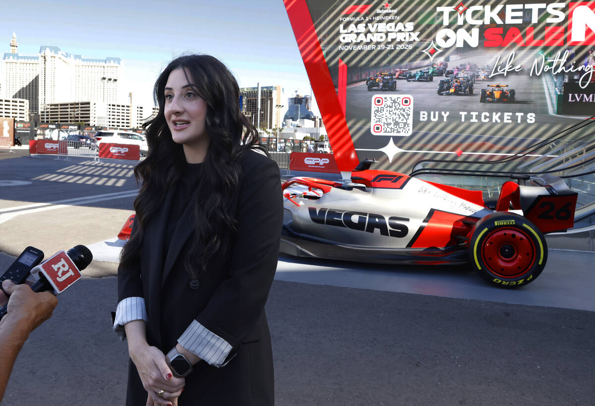Alli England, VP of premium sales and service for the Formula 1 Las Vegas Grand Prix, speaks ab ...