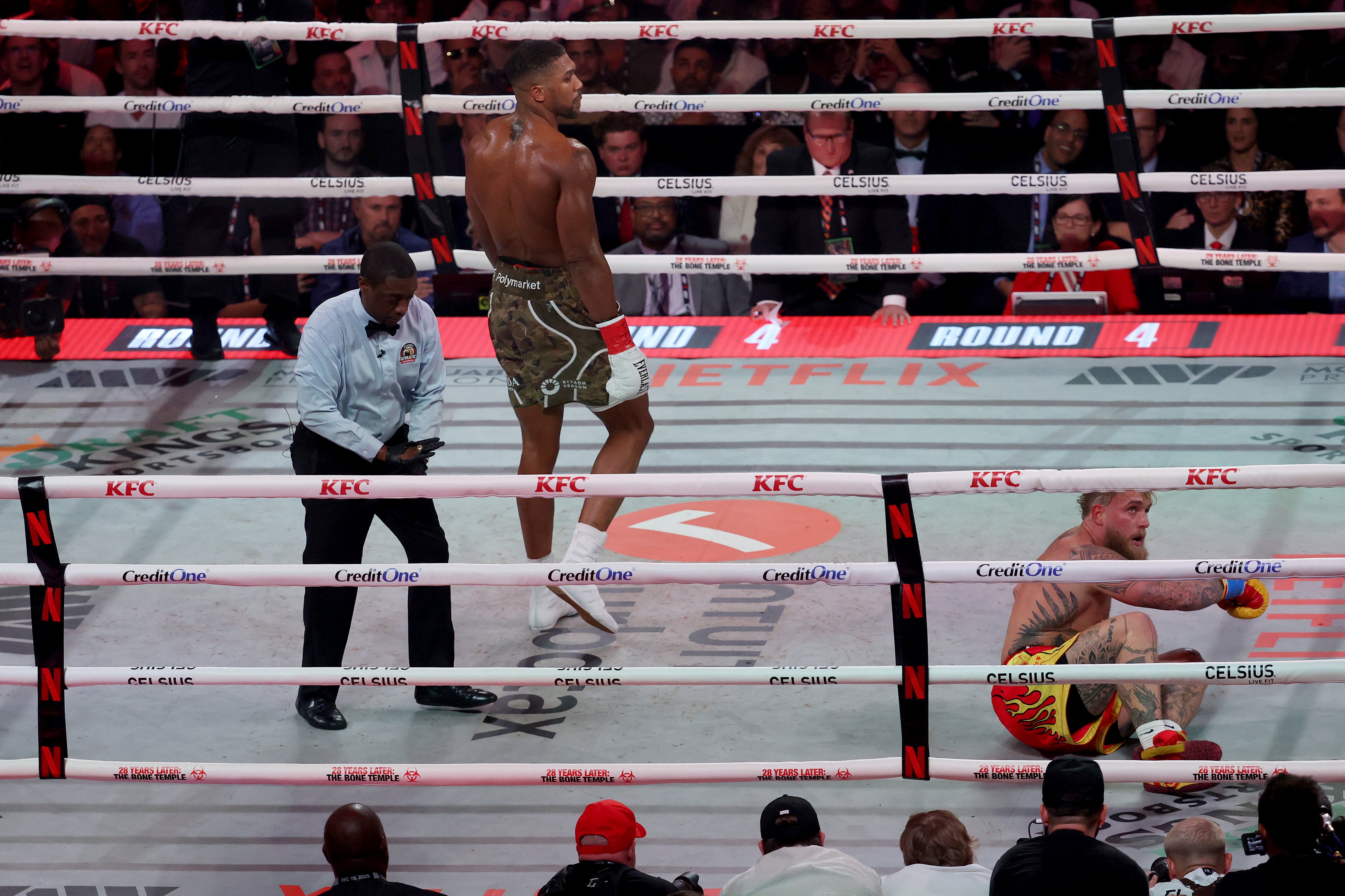 Joshua was able to pin down an elusive Paul in the sixth round and secure a TKO