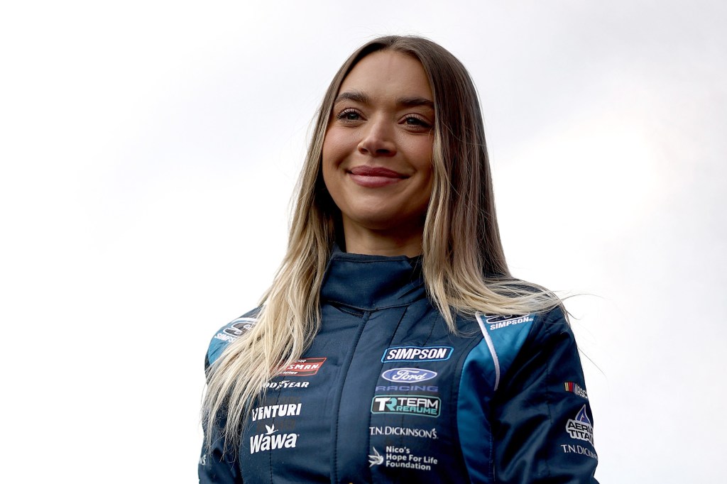 Natalie Decker, driver of the #22 Nico's Bagels and Brunch Ford, walks onstage during driver intros prior to the NASCAR Craftsman Truck Series Bully Hill Vineyards 176 at The Glen at Watkins Glen International on May 08, 2026 in Watkins Glen, New York. 