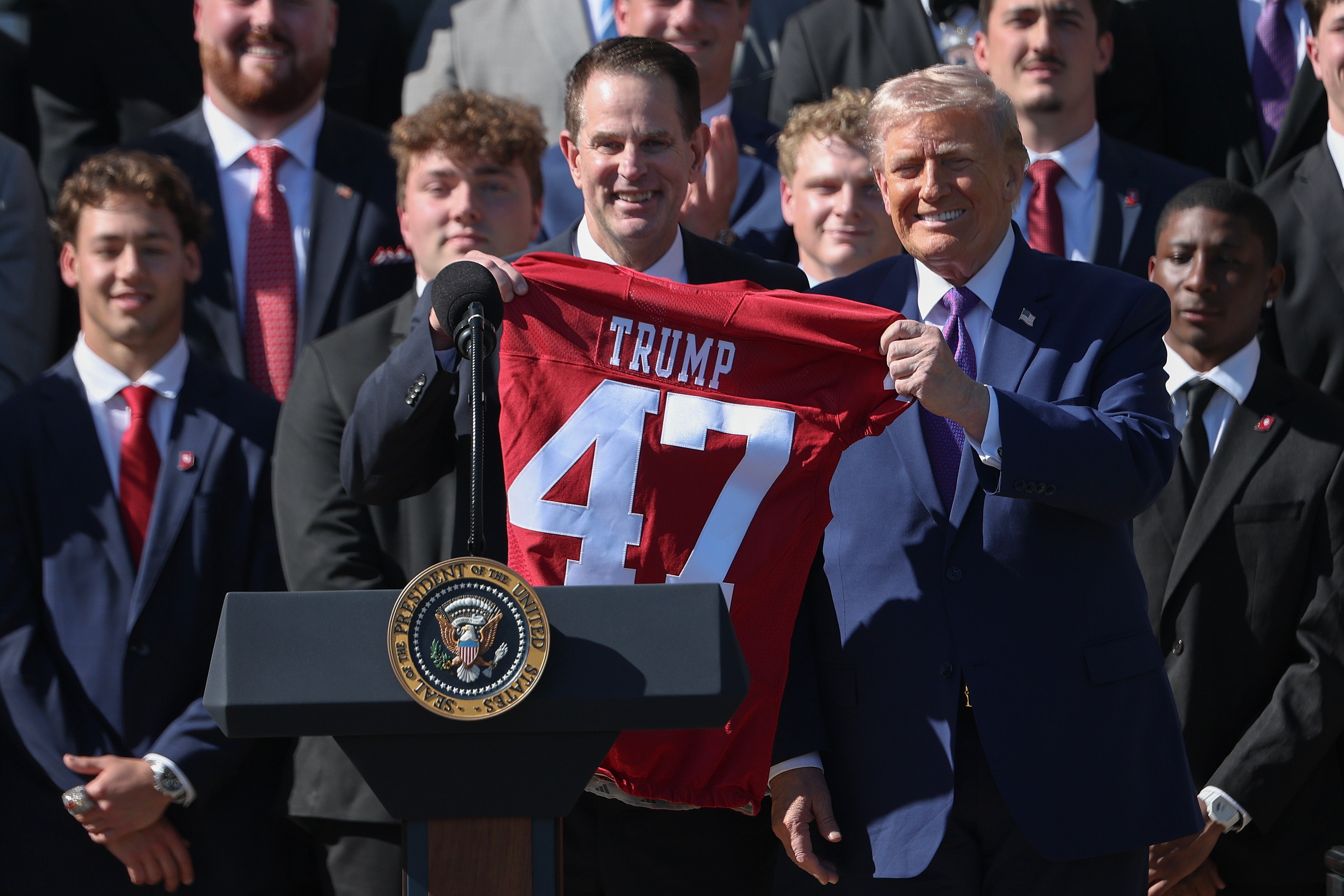 President Trump claimed on Monday that the recently drafted college football star Fernando Mendoza called to explain why he missed a visit to the White House with his former Indiana University teammates