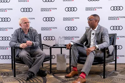 Jacques Villeneuve and Dwight Drummond at the Audi Innovation Series (CNW Group/Audi Canada)