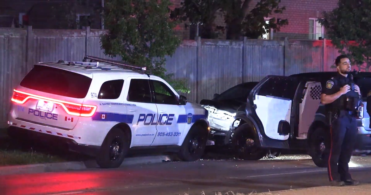 Brampton crash: Vehicle fleeing Peel police hits cruiser