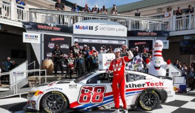 #88: Shane Van Gisbergen, Trackhouse Racing, WeatherTech Chevrolet celebrates in victory lane