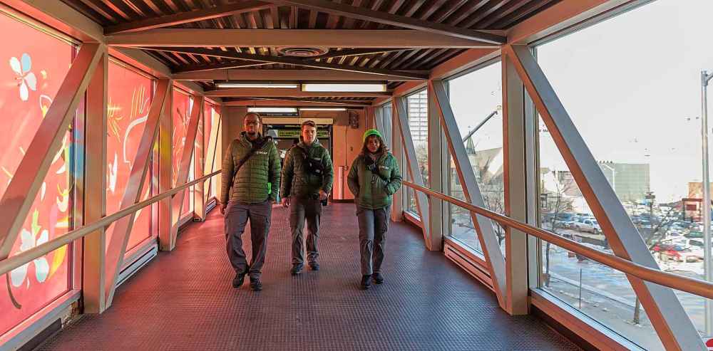 MIKE DEAL / FREE PRESS
The DCSP team begin their 10-hour patrol of downtown's pedestrian network, consisting of 14 skywalks and seven tunnels.