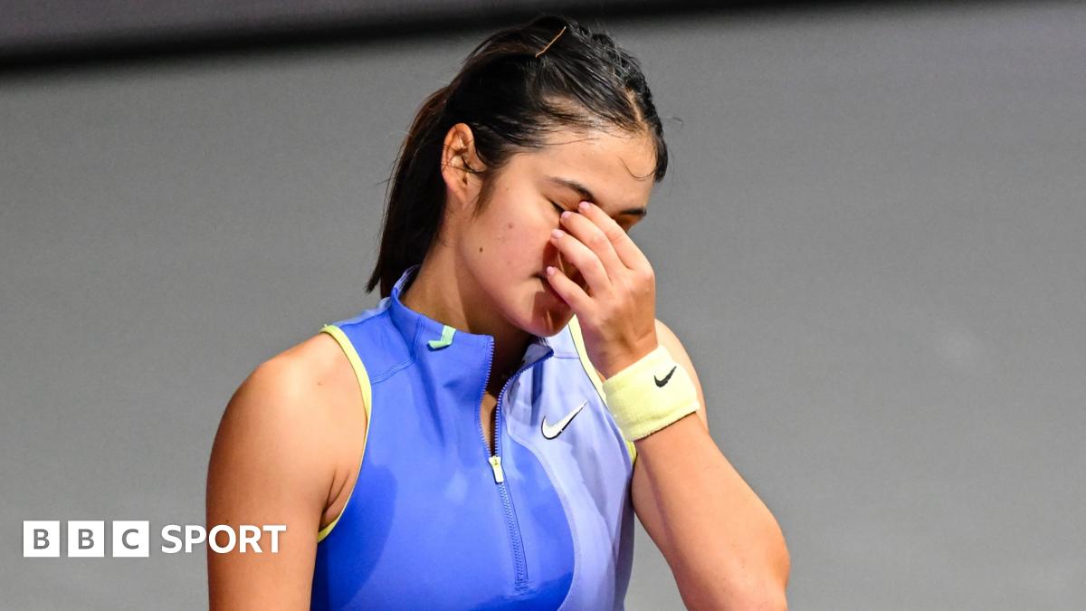 Emma Raducanu reacts during the Qatar Open in March