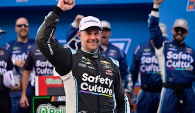 Credit: #9: Shane Van Gisbergen, JR Motorsports, Safety Culture Chevrolet Camaro celebrates his win