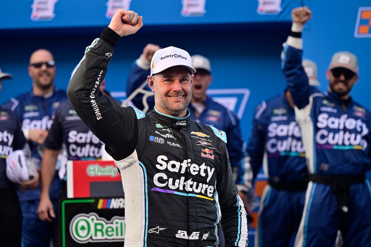 Credit: #9: Shane Van Gisbergen, JR Motorsports, Safety Culture Chevrolet Camaro celebrates his win