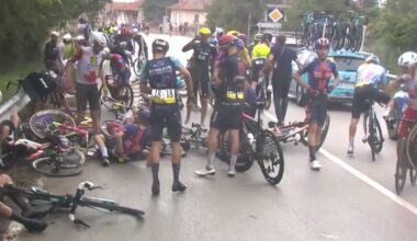 Derek Gee-West crashes in Giro, race continues after massive pile-up
