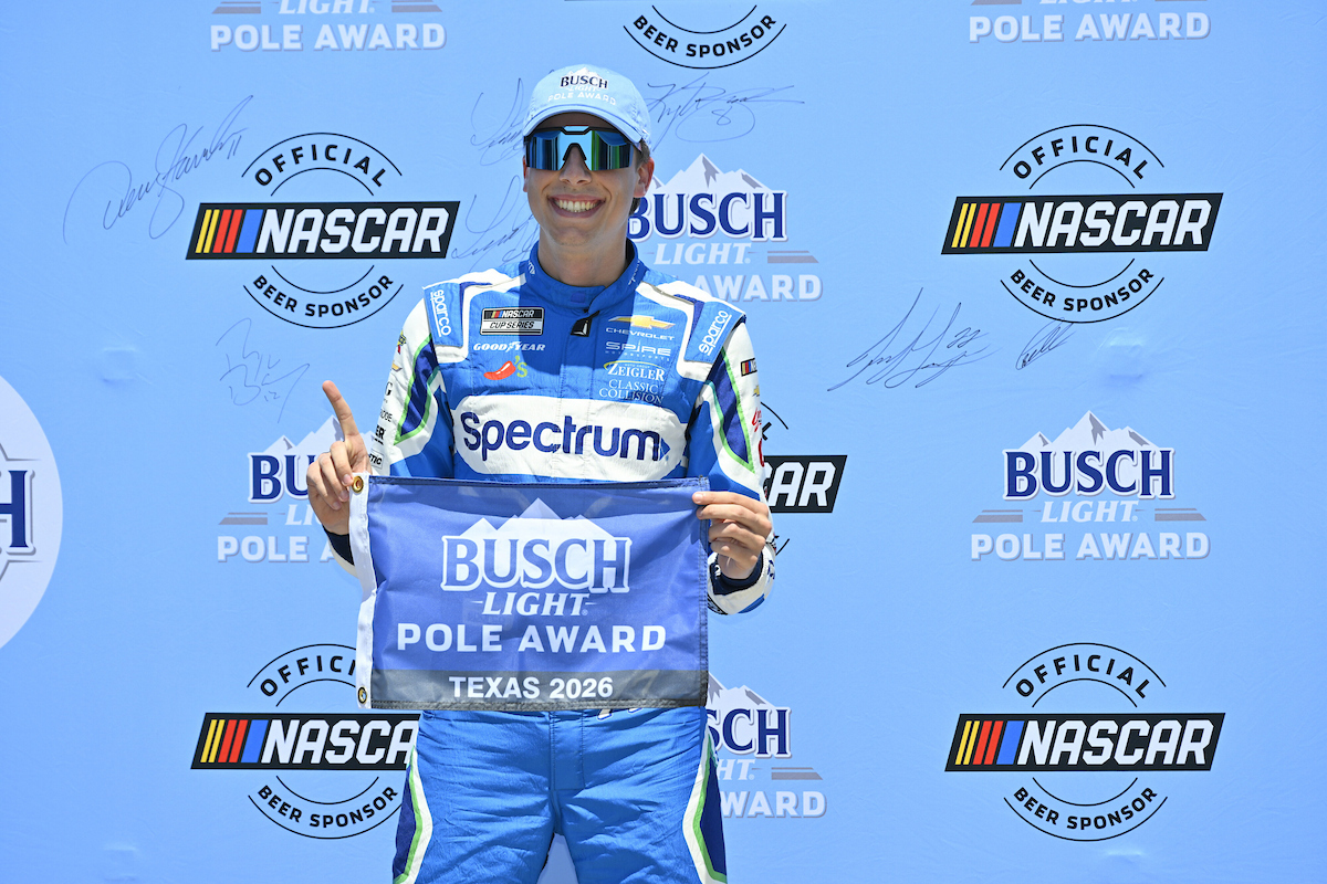 Credit: #77: Carson Hocevar, Spire Motorsports, Spectrum Chevrolet Camaro, Pole Award