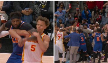 Dyson Daniels ejected as Atlanta Hawks suffer historic nightmare vs New York Knicks in Game 6, Mitchell Robinson brawl video