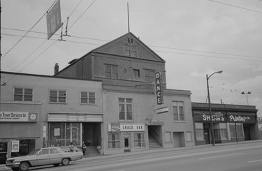 1974: The Arcadian Dance Hall at 2214 Main St. The business sign for Sears Printing is also visible.