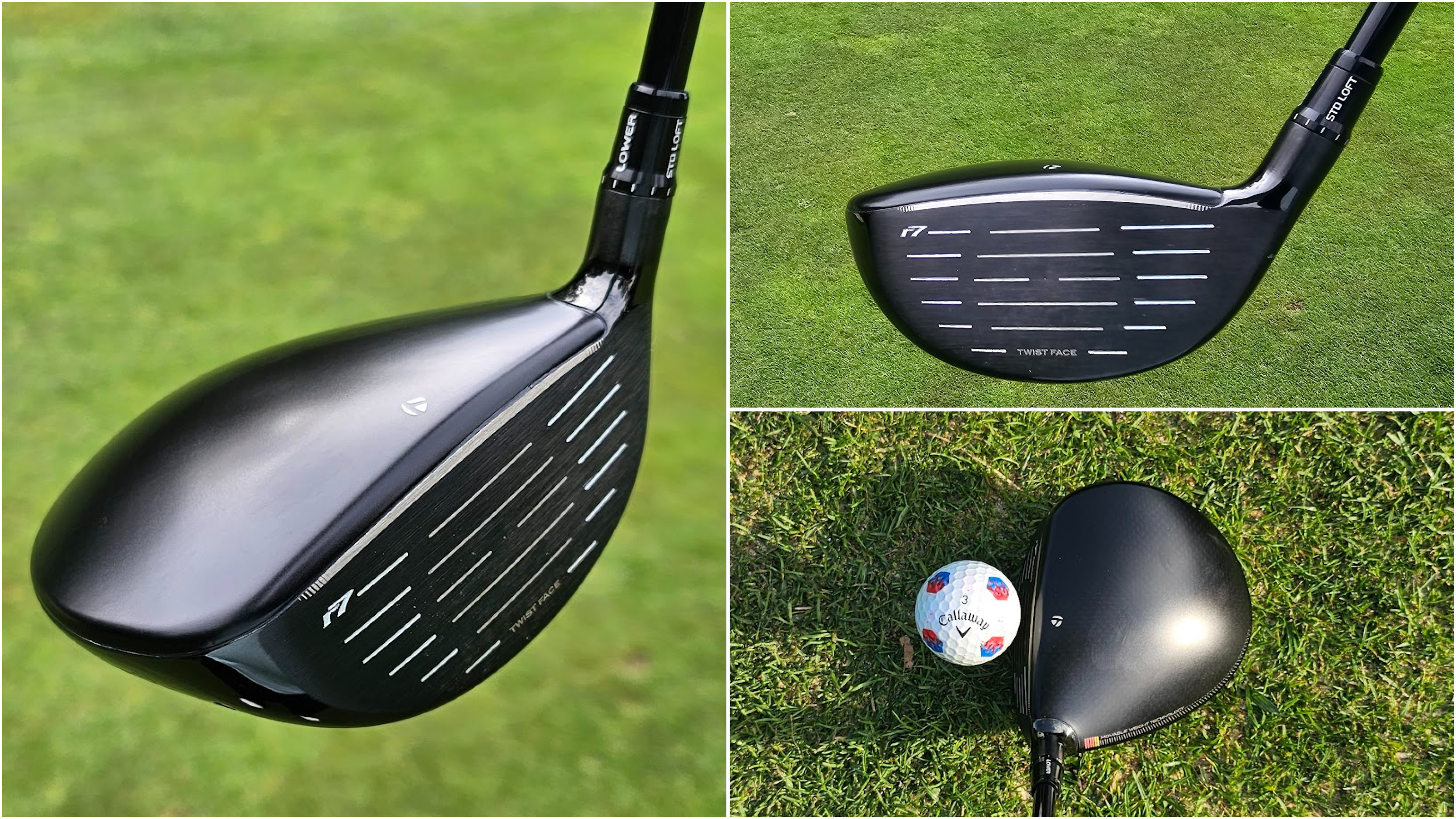 Three images of a TaylorMade R7 Mini Quad driver